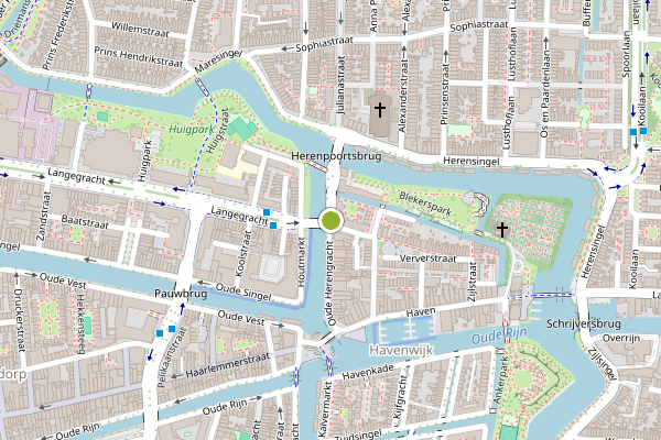 Ambulance-melding op Langegracht, Leiden op 24 juni, kaart-overzicht