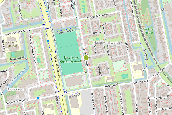 Ambulance-melding op Boshuizerkade, Leiden op 24 juni, kaart-overzicht