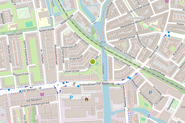 Ambulance-melding op Lasserstraat, Leiden op 24 juni, kaart-overzicht