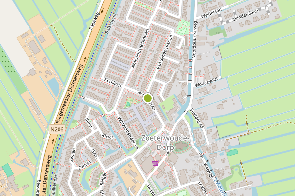 Ambulance-melding op Kerklaan, Zoeterwoude op 25 juni, kaart-overzicht