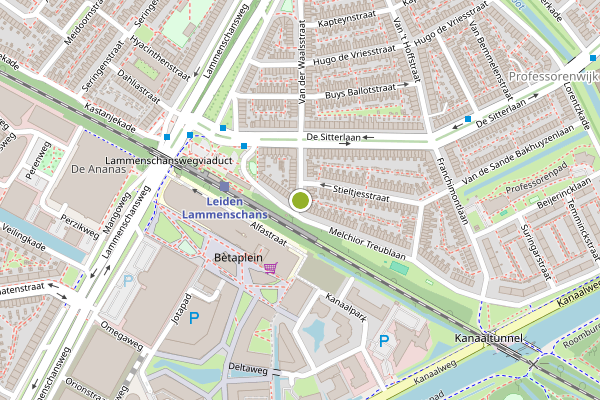 Ambulance-melding op Van der Waalsstraat, Leiden op 25 juni, kaart-overzicht