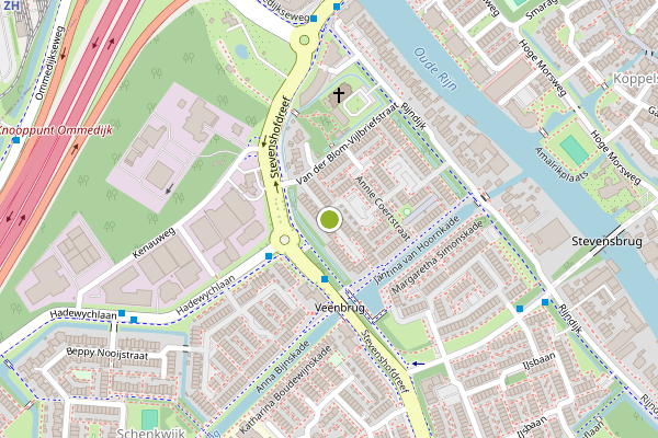 Ambulance-melding op Elise van Calcarstraat, Leiden op 25 juni, kaart-overzicht