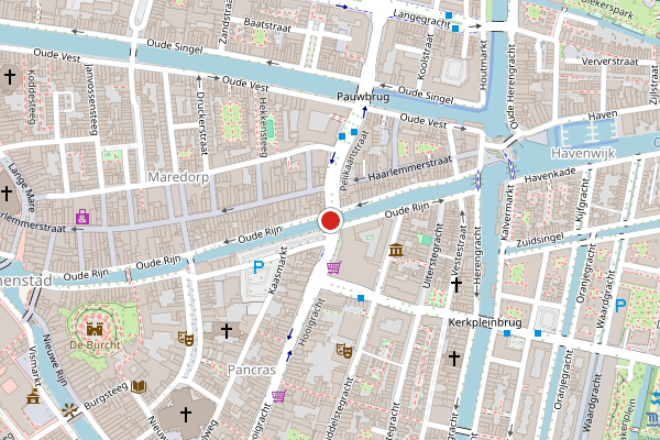 Brandweer-melding op Hooigracht, Leiden op 25 juni, kaart-overzicht