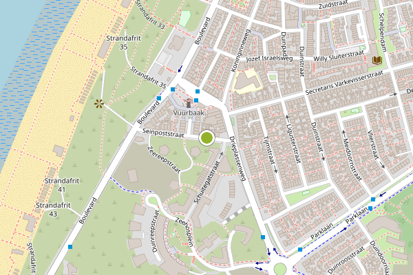 Ambulance-melding op Seinpoststraat, Katwijk op 25 juni, kaart-overzicht
