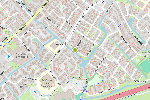 Ambulance-melding op Hyacintenstraat, Sassenheim op 25 juni, kaart-overzicht