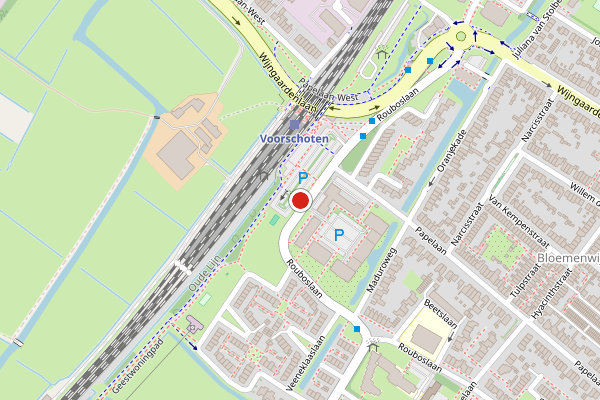 Brandweer-melding op Stationsplein, Voorschoten op 26 juni, kaart-overzicht