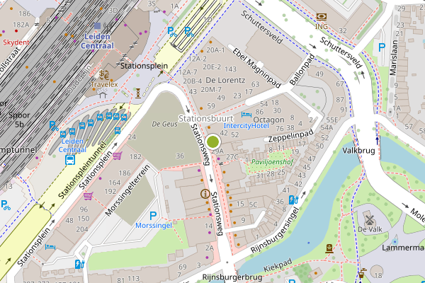 Ambulance-melding op Stationsweg, Leiden op 26 juni, kaart-overzicht
