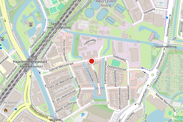 Brandweer-melding op Lebeauhof, Leiden op 26 juni, kaart-overzicht