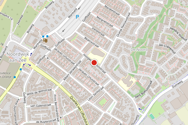Brandweer-melding op Hoogwakersbosstraat, Noordwijk op 26 juni, kaart-overzicht