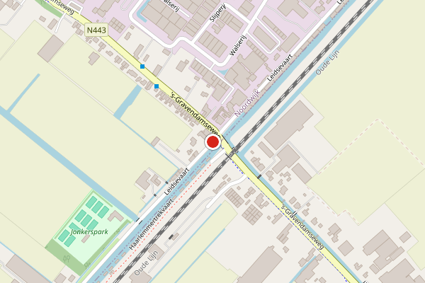 Brandweer-melding op Leidsevaart, Noordwijk op 26 juni, kaart-overzicht