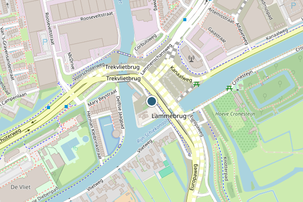 Politie-melding op Lammenschansplein, Leiden op 27 juni, kaart-overzicht
