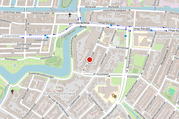 Brandweer-melding op P.J. Blokstraat, Leiden op 27 juni, kaart-overzicht