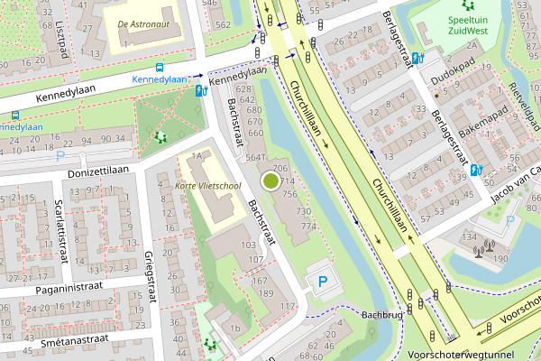 Ambulance-melding op Bachstraat, Leiden op 26 juni, kaart-overzicht