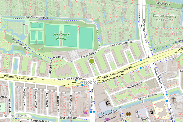 Ambulance-melding op Jan Pieterszoon Coenhof, Leiden op 27 juni, kaart-overzicht
