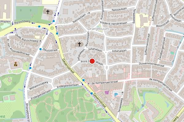 Brandweer-melding op Prins Hendriklaan, Oegstgeest op 27 juni, kaart-overzicht