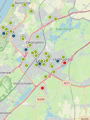 Kaart laatste meldingen P2000 Leiden